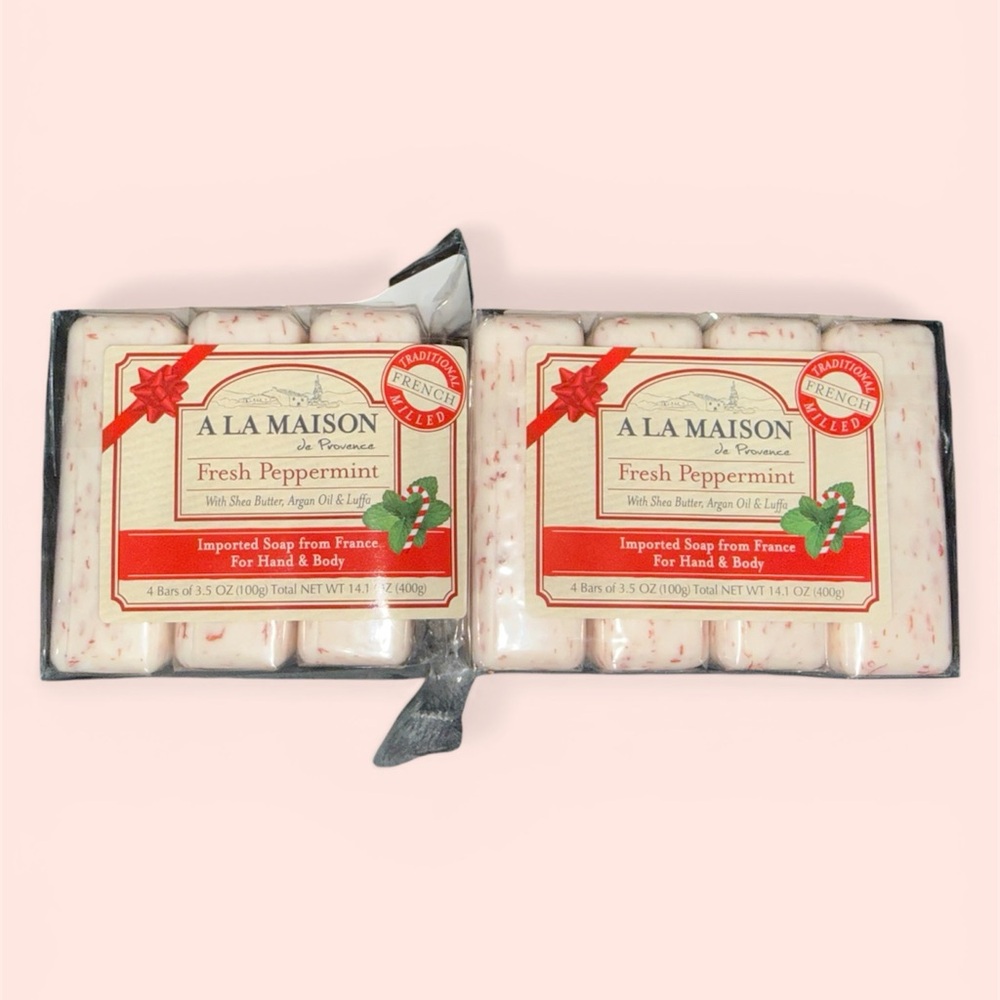 7 bars of A La Maison Fresh Peppermint bar soap France New